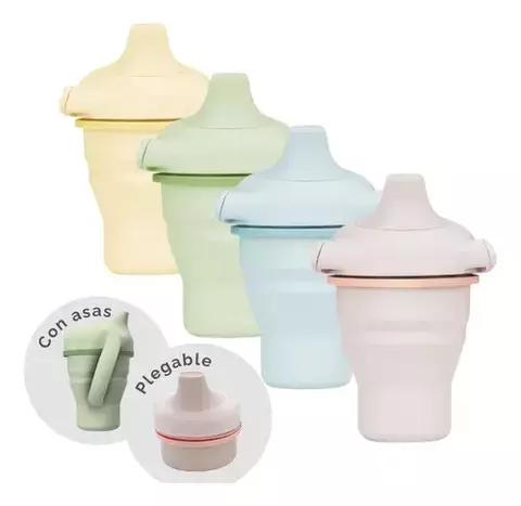 Vaso De Silicona Plegable Con Asas Antiderrame