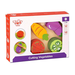 Tabla de Preparación de Vegetales de Juguete de Madera - Corta Vegetales