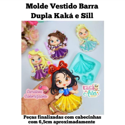Molde Silicona Vestido Barra Dupla Kaká e Sill - Kaka Artes