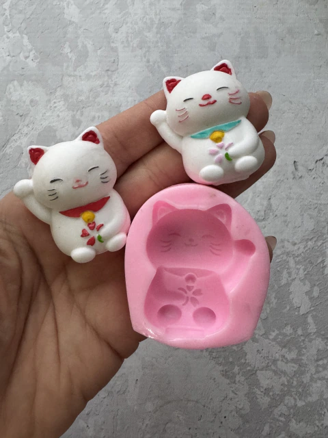 Molde Silicona Gato Fortuna Cute 4cm