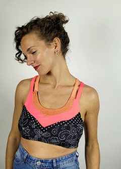 TOP Lycra - Flores negro