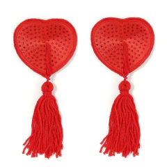 PAR DE PEZONERAS ROJAS EN FORMA DE CORAZÓN CON PEGAMENTO - tienda en línea
