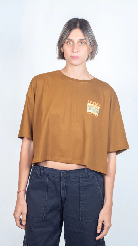 Remera Spy Dollies Leonor Crop Top Brown - comprar online