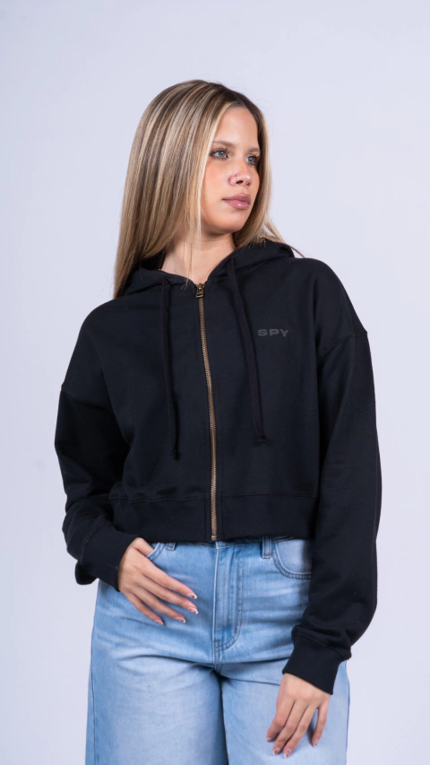 Campera Spy Dollies Ines Crop Black - comprar online