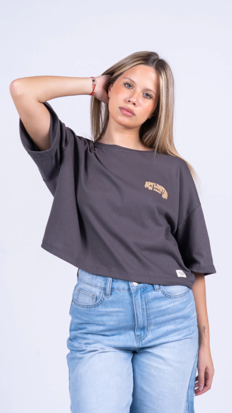 Remera Spy Dollies Emily Crop Top Dark Grey - comprar online