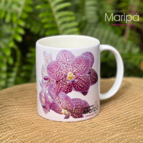 Caneca Orquídea Vanda – Seja Forte e Corajoso (Josué 1:9) - comprar online