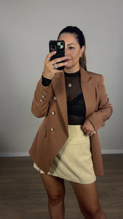 Blazer Alongado Alfaiataria Marrom Sara na internet