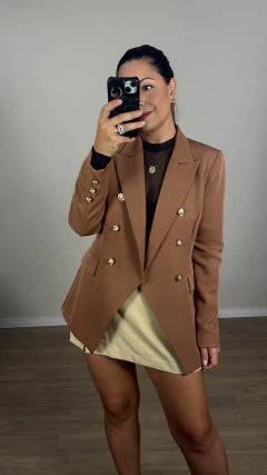 Blazer Alongado Alfaiataria Marrom Sara - CLEMENZE