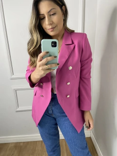 Blazer Alongado Alfaiataria Fúcsia Sara - comprar online