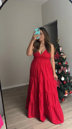 Vestido Longo Alça Ajustáveis Tricoline Cindy - comprar online