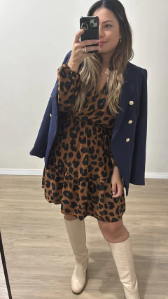 Vestido Curto Decote Transpassado Manga Longa - ANY