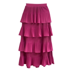 Saia Midi Camadas Agatha | FUCSIA