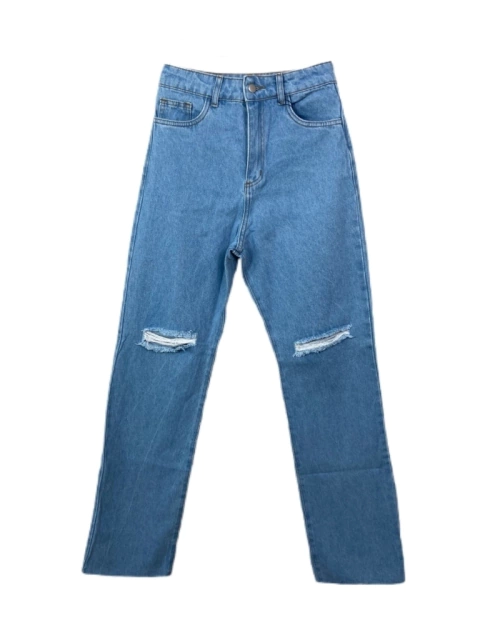 Calça Wide leg Recorte Joelho | Lavagem Clara