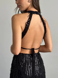 vestido MIA flecos lentejuela -V1523 - tienda online