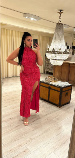 Vestido valencia flecos v1583 - Soya