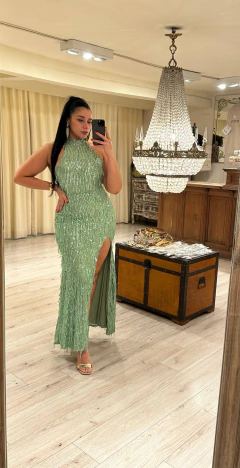 Vestido valencia flecos v1583 - Soya