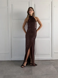 Vestido gala V1542 - lentejuela lisa - comprar online