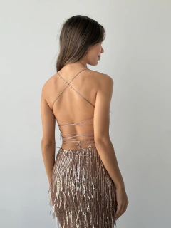 Vestido zabri flecos -V15483 - tienda online