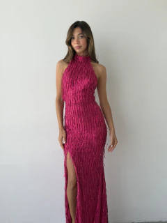 Vestido valencia flecos v1583 - Soya