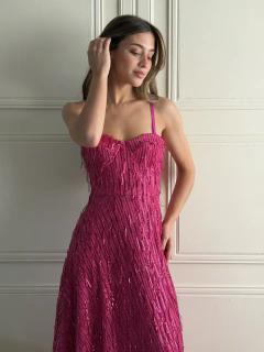 Vestido ariel flecos v13244 - tienda online
