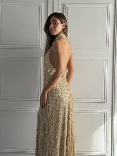 Vestido gala flecos V15422