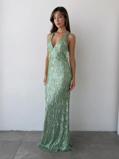vestido MIA flecos lentejuela -V1523 - Soya