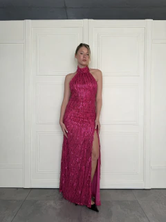 Vestido gala flecos V15422 - comprar online