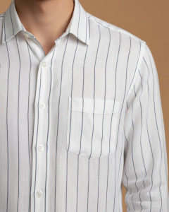 CAMISA MANGA LONGA LINHO (BRANCO COM LISTRA) na internet