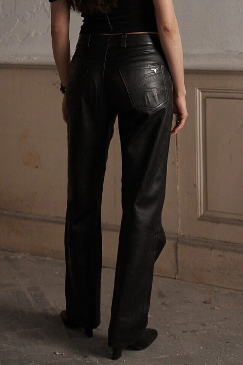 Dutton Black Leather Pants