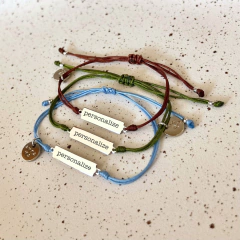 Pulseira Plaquinha Personalizada (M) Banhada a Ródio Branco