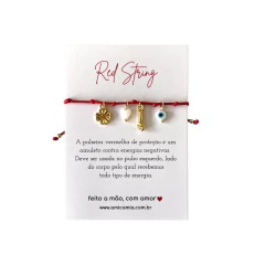 Pulseira Vermelha 7 Nós Amuletos Dourada - comprar online