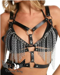 Pechera de cuero con arnes y cadenas Art -3615 - comprar online