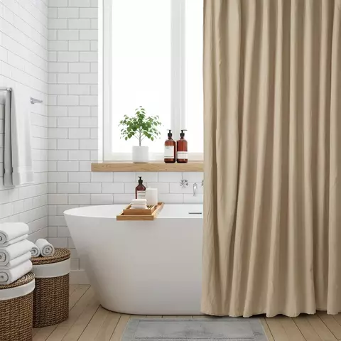 Set de Baño Cortina Simil Tusor + ganchos - Jean Cartier