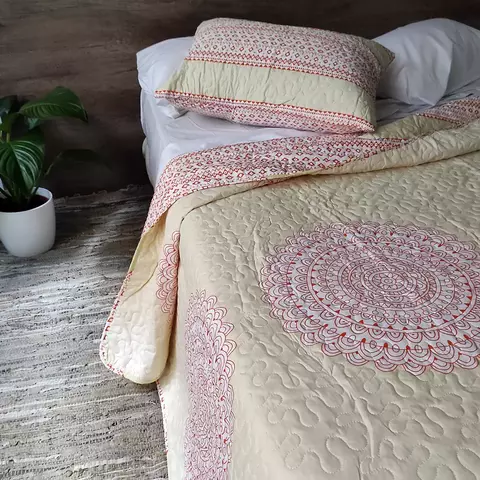 Cubrecama Quilt Sun 11/2 plaza-Twin estampado Reversible + Funda de Almohada - comprar online