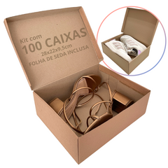 100 Caixas de Papelão Para Sapato Parda 28x22x9,5cm