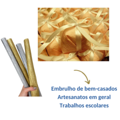 Crepom Italiano Impermeável 48cm x 2mts Metalizado 10 Folhas - loja online