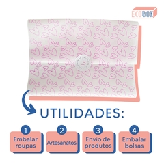 200 Folhas Papel De Seda Premium 35x50cm Coração Rosa na internet