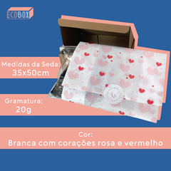Papel de Seda Premium Estampa Coração 35x50cm 200 Folhas - Eco Box