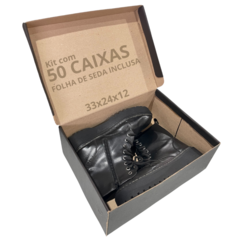 50 Caixas de Papelão Para Coturno/Bota Cano Curto 33x24x12cm