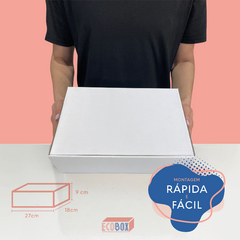 Imagem do Kit Caixas de Papelão Branca com Papel de Seda E-Commerce 27x18x9cm