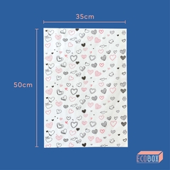 Imagem do Papel De Seda Premium Decorado Coração 35x50cm 100 Folhas