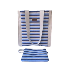 CARTERA 509746 TRIPLE RAYA AZUL | NATURAL - comprar online