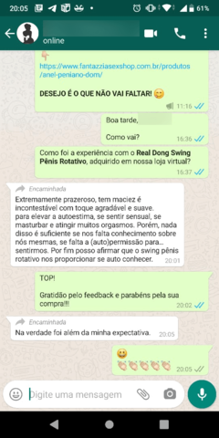 avaliação de cliente satisfeita com o Pênis Rotativo com Controle Real Dong Swing Bege fantazzia sex shop salvador
