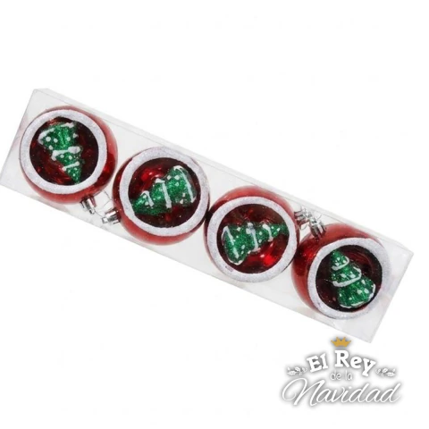 Set x 4 Bolas con Arbolito 8cm