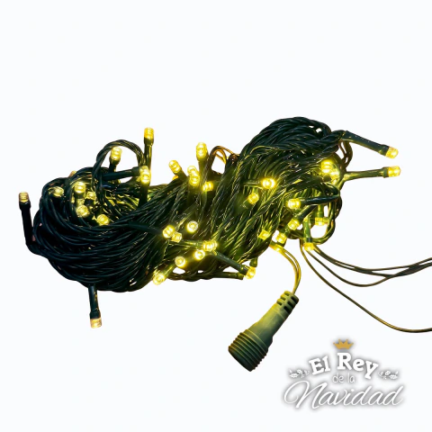 Guirnalda Led Blanco Calido Fija Prolongable 10mts Cable Verde Apto Exterior