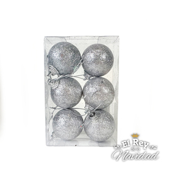 Set x 6 Globos Glitter 4cm Plata