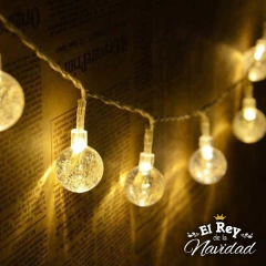 Guirnalda luces Bolitas Crystal led blanco calido 5mts a PILAS - comprar online
