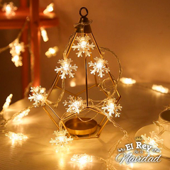 Guirnalda Copos de Nieve Led Calidas Fijas 5mts - tienda online