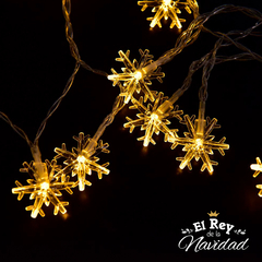 Guirnalda Copos de Nieve Led Calidas Fijas 5mts - tienda online