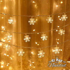 Guirnalda Copos de Nieve Led Calidas Fijas 5mts - comprar online